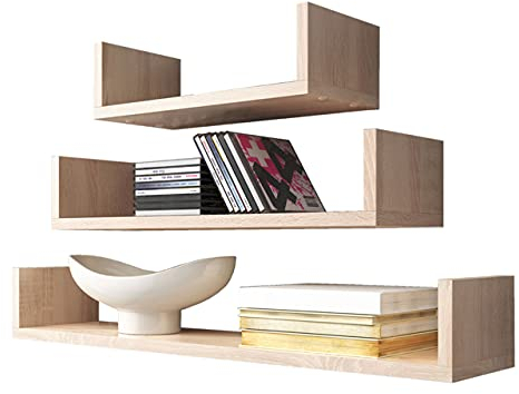 Mirjan24 Regal Set Trio 004, U-Form Wandboard, Wandregal Set 3er, Breite: 40/60/80 cm, Dekoregal (Sonoma Eiche.)