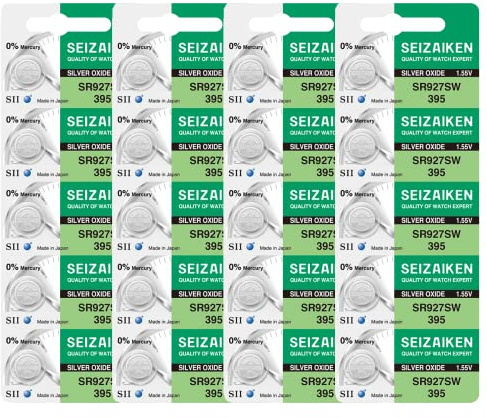 Seizaiken 395 SR927SW 1.55V 0% Hg Silver Oxide Watch Battery (20 Batteries) Made in Japan by Seiko