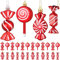 24 Pcs Christmas Candy Cane Ornament Plastic Peppermint Candy Cane Christmas Decorations Xmas Hanging Lollipop Pattern Decorations with Rope for Xmas Holiday Festival Decor(Vivid Style)