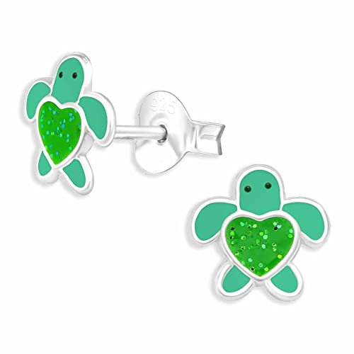 Monkimau Schildkröten Ohrstecker Ohrringe aus 925 Silber Schmuck Silberohrringe Medizinisch für Kinder Mädchen Damen Frauen