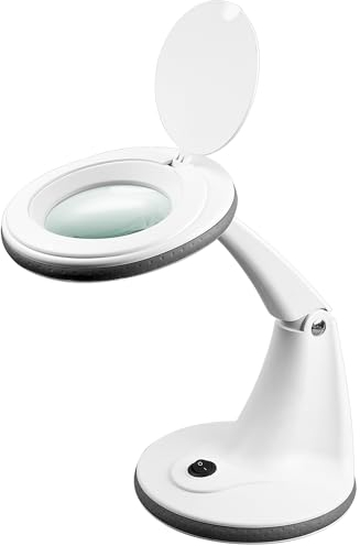 goobay 60366 LED Lupenleuchte/Lupenlampe mit Standfuß/Standlupe mit Licht / 6 W Leistungsaufnahme/Farbtemperatur 6500 K/Lichtstrom 450 lm/Betriebsspannung 230 V (AC) / Weiß