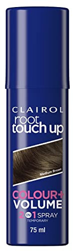 Clairol Root Touch Up Spray, Temporary Grey Coverage & Volume 2-in-1 Spray, Medium Brown, 75ML