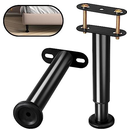 ZhouDaShu Lot de 2 pieds de soutien centraux réglables en hauteur pour cadre de lit, pieds de soutien central avec base plus large, kit de renfort de lit pour lattes en métal/bois, hauteur de 17,8 cm