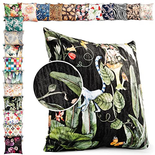ANRO Kissenbezug Kissenhülle Kissen Deko-Kissen Sofa Kissen Couch Kissen Jungle Black 50x50cm ohne Füllung