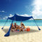 Ansobea 3 × 3m Sonnenschutz Strand mit 4 Aluminiumstangen UPF50 UV-Schutz Strandmuschel, 4 Stangenanker, 4 Sandsack-Anker große & tragbare Sonnenschutz Sonnenunterstand für Camping, Angeln