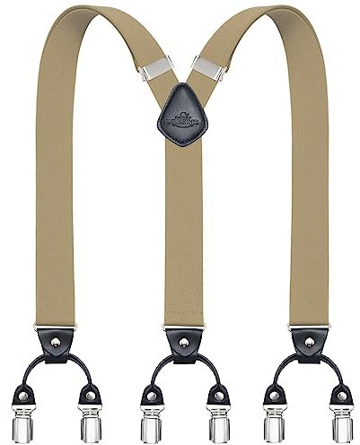 Dresime Herren Hosenträger für Hosen mit 6 starken Metallclips, Y-Rücken verstellbare Heavy Duty elastische Herren Hosenträger