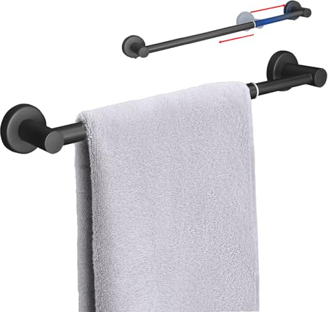 HOMOTEK Handtuchstange, Verstellbarer Badezimmer-Handtuchhalter, Handtuchstangengröße von 35,6 cm bis 62,5 cm, Einzelhandtuchhalter, Wandhalterung, Handtuchhalter, Handtuchhaken für Badezimmer, Küche