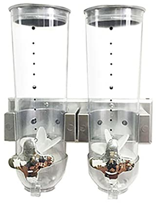 Wandmontage Müslispender, 3L Cerealienspender, doppelt Cornflakes Behälter, Cornflakesspender, Lebensmittel Spender für Müsli, Cornflakes, Süßigkeiten, ABS Kunststoff, 29 x 15 x 30 cm (Silber)