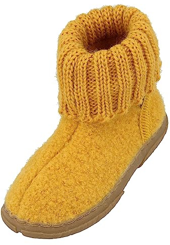 HAFLINGER Fidelius Toni Kinder Hüttenschuhe aus Wollwalkstoff mit Gummisohle und Kragen