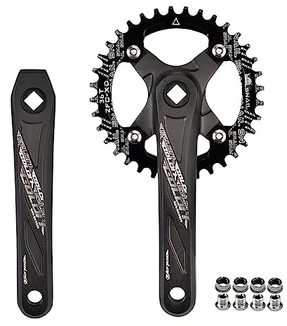 ZCXBHD 170/175 Mm Guarnitura A Cono Quadrato per Bicicletta 104/64BCD 32T/34T/36T/38T/40T/42T Ingranaggio Set di Pedivelle per Mountain Bike per 10/11 velocità Nero (Color : 175mm, Size : 34T)
