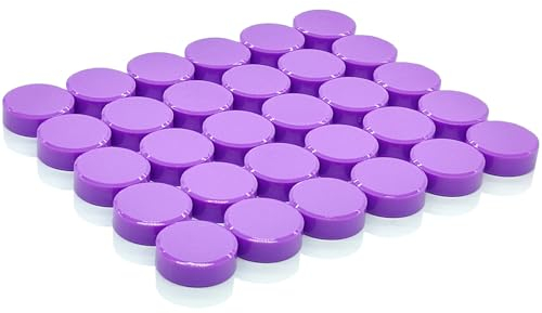 PYJLBX Fridge Magnets, 30 Pack Strong Magnet Small Magnets Whiteboard Magnets, Crafts Magnets, Colourful Mini Round Magnets Heavy Duty Magnets for Whiteboard,Crafts,Notice Board,Fridge,Office (Purple)