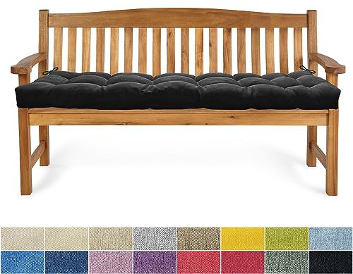 PHUSTJKL Bankauflage Bankkissen 45X45X6CM Sitzkissen für Bank rutschfeste Bankpolster Gartenbankkissen Rückenkissen Schaukel Stuhlkissen für Outdoor/Indoor Gartenmöbel Terrasse-Schwarz