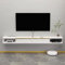 Meuble TV Suspendu,Étagère TV Flottante, Support de Télévision Flottant Fixé au Mur Centre de Console Multimédia de Divertissement Grande Armoire de Rangement pour Bureau à Domicile (150cm, Blanc)