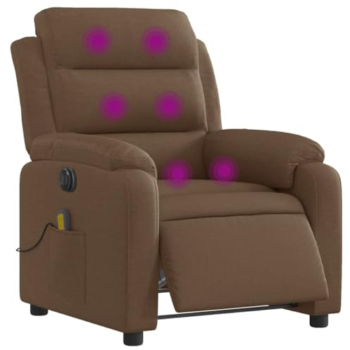 vidaXL Massagesessel Elektrisch, Sessel Verstellbare Rückenlehne Fußteil, Fernsehsessel Relaxsessel mit Liegefunktion, Liegesessel Polstersessel Ruhesessel, Braun Stoff