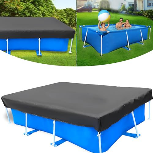 Bâche de piscine rectangulaire de 259 x 160 cm pour piscine hors sol de 2,6 x 1,7 m pour piscine à cadre rectangulaire, protection robuste avec forte résistance aux déchirures et à la décoloration