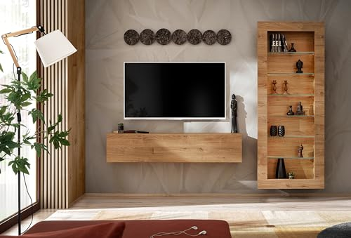 TV-Möbelset Como, Eiche - Honigtrüffel, ohne LED, für Wohnzimmer, Schlafzimmer
