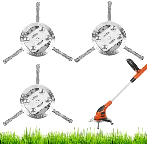 HEDUOBA Unkrautbürste für Freischneider, 3 Stück stahldraht rasentrimmer Kopf, Freischneider Draht Unkrautklinge, Grasschneidekopf aus Stahldraht, Profi Unkrautbürste für Freischneider