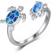 DAYLINLOVE Schildkröte Ringe 925 Sterling Silber Einstellbare Blaue Opal Ringe Meeresschildkröte Ring Ozean Tier Schmuck Geschenke für Damen Frauen Schildkröte Liebhaber Ozean Liebhaber