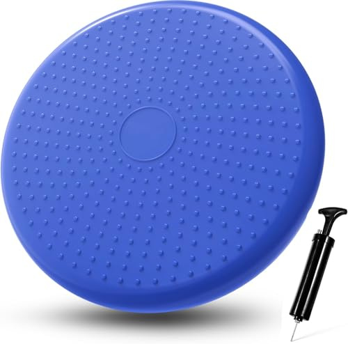 Tuokay, 33cm Durchmesser Ballsitzkissen, Aufblasbar Balance-Kissen, Luftkissen, Balance Pad, mit Luftpumpe, Gleichgewichtskissen für aufrechte Haltung Fitness Reha Balance Krafttraining