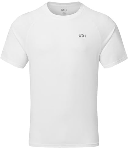 Gill Mens Pursuit Short Sleeve Top - 50+ UPF Sun Protection, Quick Drying & Wicking (White, M)