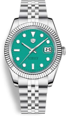 RollsTimi Herrenuhr mit Automatikaufzug, Kaliber NH35A, 40-mm-Edelstahlgehäuse, wasserdichte Herrenuhr mit Leuchtzeigern und Wochentag, Mode, Business, sportlich