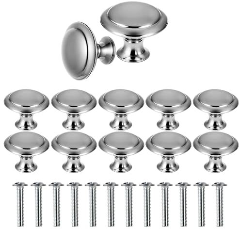 Molain 12pcs Schrankknöpfe Schubladenknöpfe Knauf für Schrank Möbelgriffe Vintage Türknöpfe für Küche Schrank Schublade Kommode Türen Möbel mit 12pcs 25mm Schrauben(Silber)