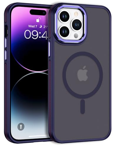 VENINGO Compatible with MagSafe for iPhone 14 Pro Max Case, Matte Translucent Shockproof Protective Women Man Girls Magnetic Case for iPhone 14 Pro Max, Purple