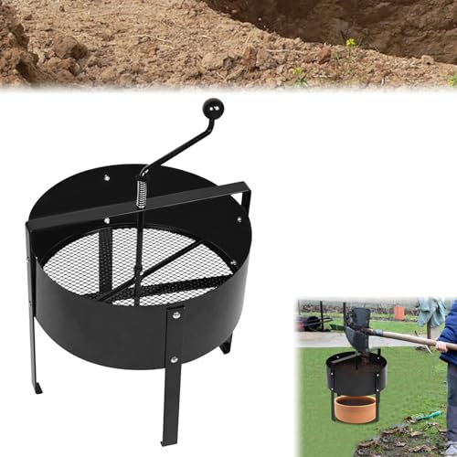 Garden Hand Crank Sieve - 40 x 56 cm - Mesh Pole & Handle - Heavy-Duty Black Soil Sifter for Gardening & Landscaping - Efficient Dirt Separator Tool