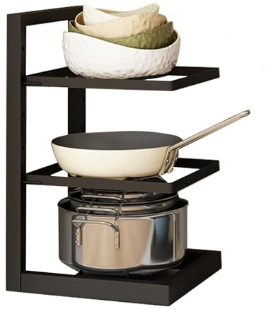3-Tier Cookware Rack – 16.5 Inches High, Ideal for Cast Iron Skillets, Baking Pans, and Shallow Cookware – Space-Saving Storage Solution for the Kitchen – Simple Assembly Required