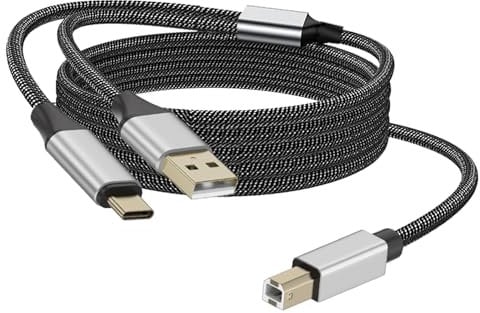 Usb B to Usb C 2 IN 1 Printer Cable 4.9FT Midi Keyboard Cable Compatible with Yamaha Casio Digital Piano Akai Mpk Mini Mk3 Professional LPK25, Printer Usb Cable for HP DeskJet 2820/2810e Envy 6120e
