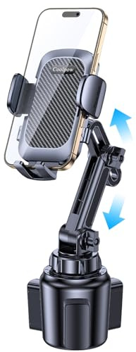 Coolpow Cup holder phone holder for car, Universal Adjustable Long Neck Car Cell Phone Mount Cradle Friendly Compatible with for Truck Golf Cart iPhone Samsung Google and All 4-7 Smartphones.