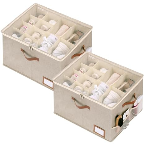 StorageWorks Schuh-Oragnizer für Schrank, 2 Stück, Schuhaufbewahrungswürfel für bis zu 16 Paar, platzsparende Aufbewahrungsboxen mit Deckel und Händen, Braun
