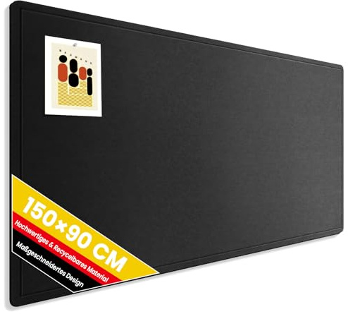 Großes Filz Pinnwand, 150x90 cm Filzboard mit 40 Reißzwecken, faltbares Bulletin Board, Fotodisplay-Tafel mit selbstklebendem Klebeband für Büro, Zuhause und Schule (Black, 150x90 cm)