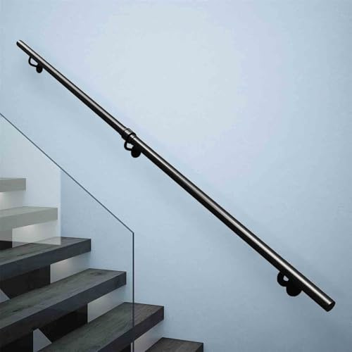Pasamanos para escaleras, pasamanos de seguridad para pared con accesorios, de tubo redondo, 1 2 3 4 5 6 metros, blanco y negro, barandillas para barandillas interiores y exteriores(Negro,280cm)