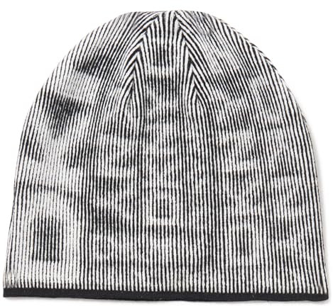 DKNY Damen In Focus Stripe Print Slouchy Beanie-Mütze, Schwarz, Einheitsgröße