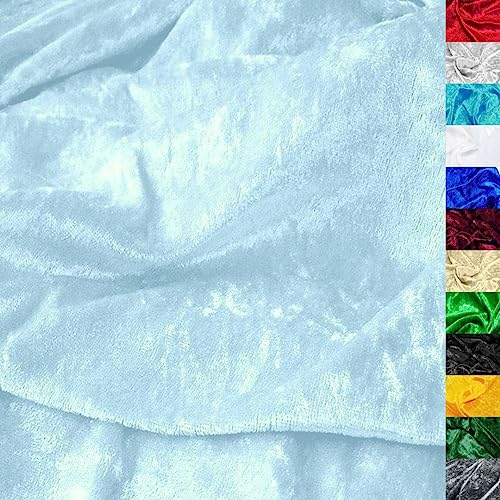 TOLKO 1m Pannesamt Stoff Meterware | glänzender Stretch Samt 145cm breit für Vorhänge Gardinen Bühne Kostüm Kleid Bekleidung | Pannesamt-Dekostoff | Stoffe zum Nähen Meterware Dekorieren (Hellblau)