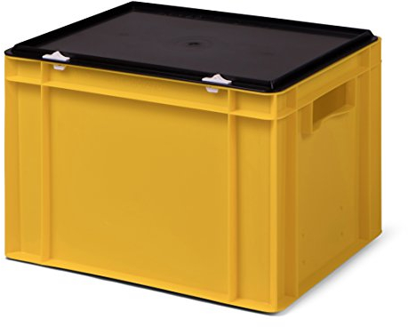 Euro-Stapelbox/Lagerbehälter KTK 4270-0, gelb, mit schwarzem Verschluß-Deckel, 400x300x281 mm (LxBxH)