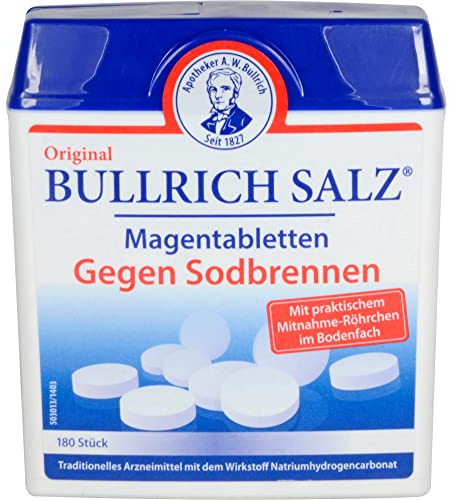 Bullrich Salz gegen Sodbrennen | vegan | 180 Tabletten | Mit Natriumhydrogencarbonat | Neutralisiert überschüssige Magensäure | Bewährter Klassiker