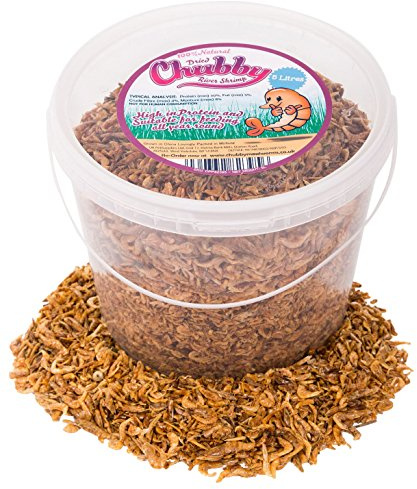 Chubby Mealworms Dried Shrimp, 5 Litre Tub High Protein River Shrimps Treats, Dried Shrimp Food for Aquatic Pets, Ideal for Tropical & Marine Fish, Cichlids, Discus, Goldfish, Koi & Turtles