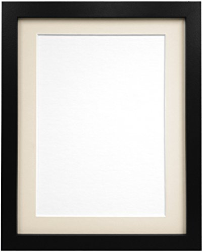 FRAMES BY POST 25mm Black Photo Picture Poster Frame with Ivory Mount A1 For Pic Size A2 (Plastic Glass)