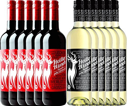 12er Mixpaket - Bio-Glühwein rot & weiß - Heißer Hirsch