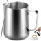 Anpro Milchkännchen, 600ml Milk Pitcher Milchkanne aus Edelstahl, perfekt für Cappuccino, Milchaufschäumer, Silber, MEHRWEG