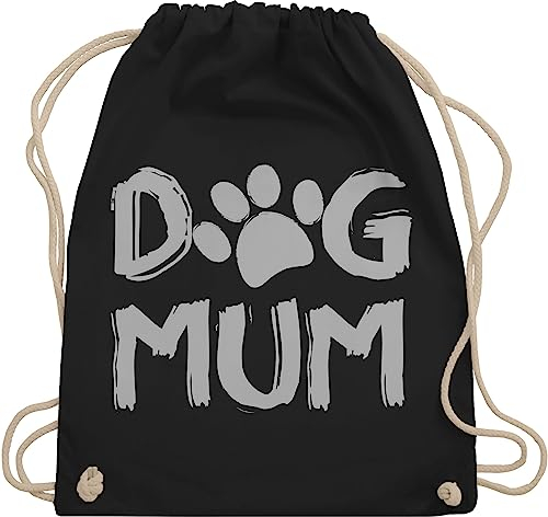 Turnbeutel Rucksack - für Hundebesitzer - Dog Mum - Hunde Mama Hund Mutter Pfoten Hundepfoten Geschenk Hundemama - Unisize - Schwarz - tasche hundefan mom stoffrucksack sachen hundeliebhaber
