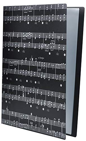 Notenmappe A4 Größe Blatt Notenmappe Papier Dokumente Musik Thematik 40 Taschen Aufbewahrungsmappe Musical Notation File Folder -Black