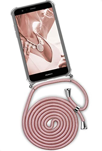 ONEFLOW Twist Case – Handyhülle mit Band für Huawei P10 Lite - Handykette zum Umhängen, Hülle mit Kette abnehmbar, Handy Umhängeband, Schutzhülle und Kordel – Rosegold