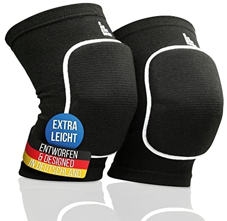 LAUTER SCHUTZ ® ULTRALIGHT Knieschoner - atmungsaktiv, dehnbar, weich - [Hallensport und outdoor] Mit Kniescheibenpolster für Handball, Volleyball, Mountainbiking & mehr.. (Schwarz, S)