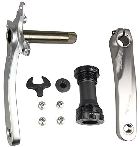 BNVB Fahrrad-Kurbelarm-Set, 170 mm, 107 BCD Mountainbike-Kurbel-Set mit Tretlager, Kurbel und Kettenblattschrauben für MTB, BMX, Rennrad, kompatibel mit Shimano, FSA, Gaint (Silber)