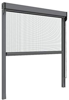 Zanzanet Zanzariera verticale 50 mm per finestre su misura personalizzabile a rullo con catena telaio con profilo robusto e resistente in alluminio Made in Italy Grigio Raffaello