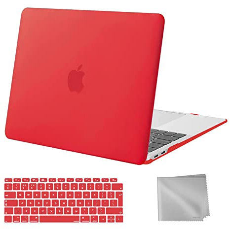 MOSISO Compatible with MacBook Air 13 inch Case M1 2021 2020 2019 2018, Hard Shell Cover Compatible for MacBook Air M1 Case 13.3 inch A2337 A2179 A1932 with Keyboard Cover & Wipe Cloth, Red