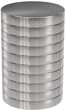 10 Stück Neodym Power Magnet Silber - Scheibenmagnet extra stark rund - Durchmesser 20x3mm hoch - Supermagnet - Haftkraft ca. 4,6 kg - für Magnettafel, Werkstatt